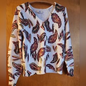 LOFT Women's Paisley V-Neck Sweater - Multicolor